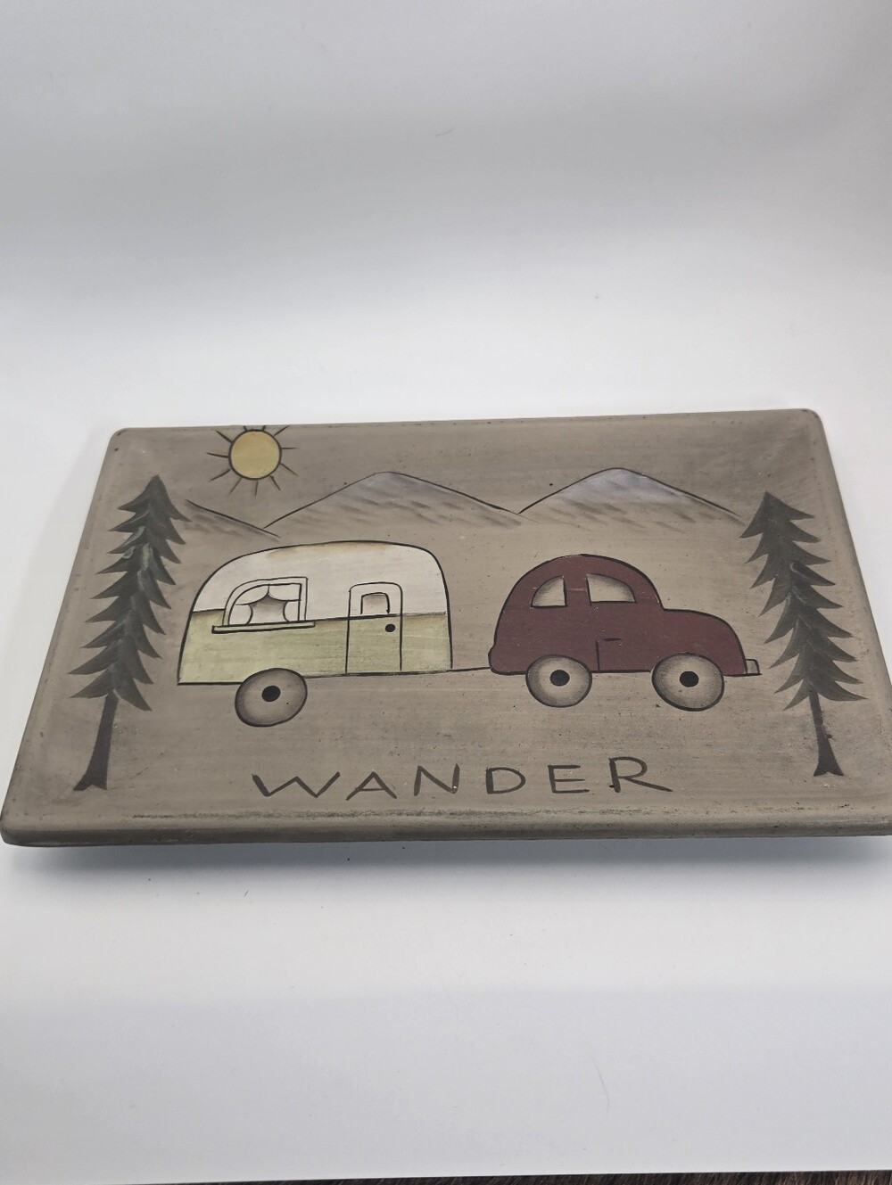 Donna White Resin Decorative Tray Wander Trailer And Car